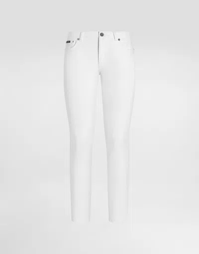 Dolce & Gabbana 5-pocket Stretch Denim Trousers In White