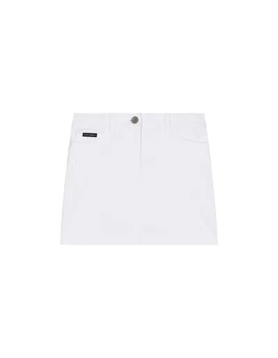 Dolce & Gabbana Kids' 5 Pocket White Denim Skirt With Tears