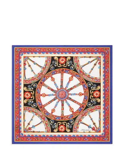 Dolce & Gabbana 50x50 Carretto-print Silk Twill Scarf In Neutral