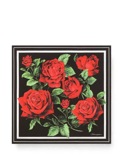Dolce & Gabbana 50x50 Rose-print Silk Twill Scarf In Multi