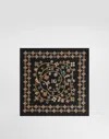 Dolce & Gabbana Embroidered Floral Silk Scarf In Black
