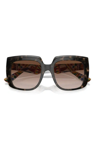 Dolce & Gabbana 54mm Gradient Square Sunglasses In Brown White