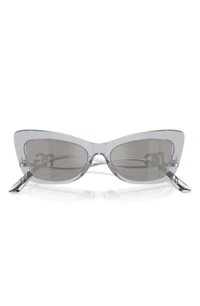 Dolce & Gabbana 55mm Cat Eye Sunglasses In Transparent Grey