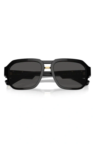 Dolce & Gabbana 56mm Pilot Sunglasses In Black