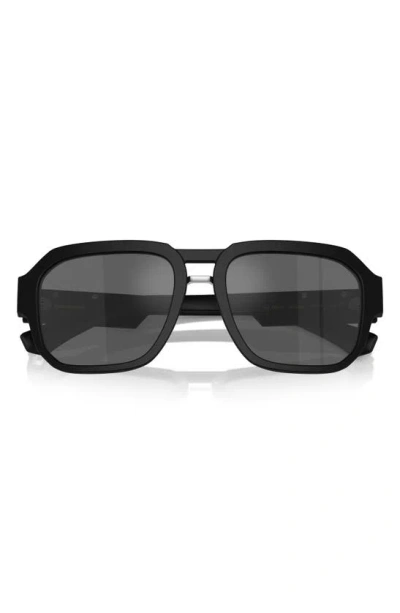 Dolce & Gabbana 56mm Pilot Sunglasses In Matte Black