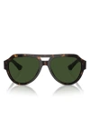 Dolce & Gabbana 56mm Square Aviator Polarized Sunglasses In Havana