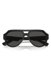 Dolce & Gabbana 56mm Square Aviator Polarized Sunglasses In Matte Black