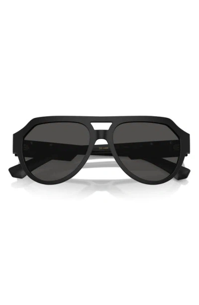 Dolce & Gabbana 56mm Square Aviator Sunglasses In Matte Black