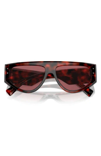 Dolce & Gabbana 57mm Rectangular Sunglasses In Havana Red