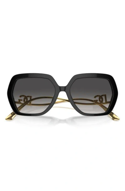 Dolce & Gabbana 58mm Gradient Irregular Sunglasses In Black