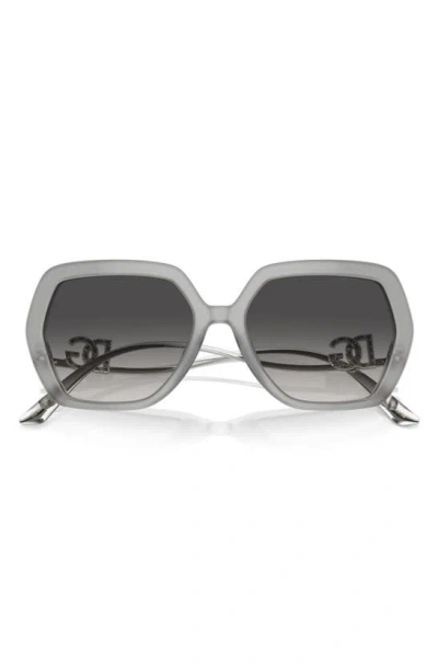 Dolce & Gabbana 58mm Gradient Irregular Sunglasses In Opal Grey