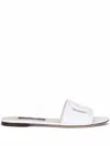 Dolce & Gabbana Dg Millennials Logo Leather Flat Slides In White
