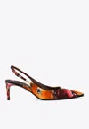 Dolce & Gabbana 60 Brocade Leather Slingback Pumps In Multicolor