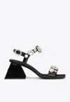 Dolce & Gabbana Polished Calfskin Sandals With Crystals In Black
