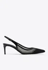 Dolce & Gabbana Vernice Patent Leather-trimmed Mesh Slingback Pumps In Black
