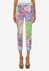 Dolce & Gabbana Cropped Printed Stretch-silk Skinny Pants In Multicolor