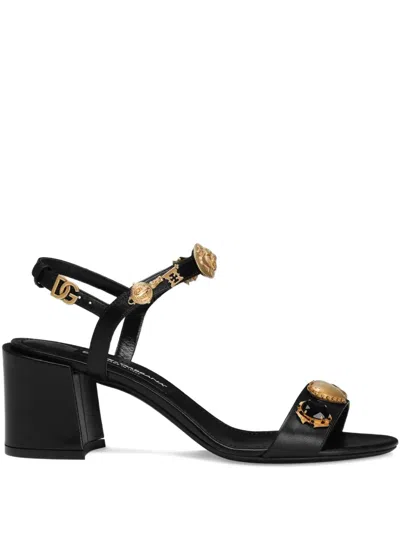 Dolce & Gabbana 60mm Block-heel Embellished Sandals In Black