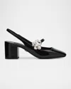 Dolce & Gabbana 60mm Embellished Polished Leather Slingback Pumps In Black