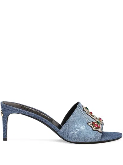 Dolce & Gabbana 60mm Embroidered Denim Mules