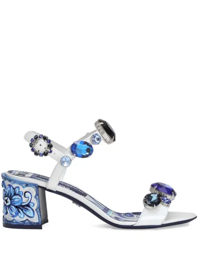 Dolce & Gabbana 60mm Leather Heeled Sandals In Blue