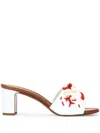 Dolce & Gabbana Coral Beaded Leather Slide Sandals In White