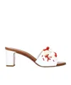 Dolce & Gabbana Coral Beaded Leather Slide Sandals In White