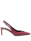 Dolce & Gabbana Bordeaux Slingback Pumps With Medium Stiletto Heel And Logo Plaque On The Front In Patent Leather Wo In Red