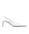 Dolce & Gabbana Lollo Embellished Leather Slingback Pumps In White