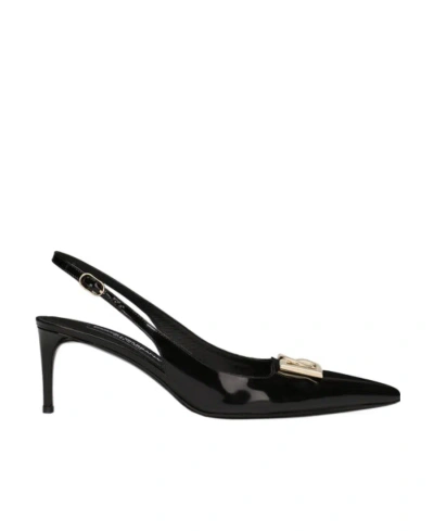 Dolce & Gabbana 60mm Logo-plaque Slingback Pumps In Black