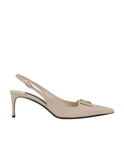 DOLCE & GABBANA DOLCE  GABBANA LOGO PLAQUE SLINGBACK PUMPS