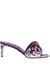 Dolce & Gabbana Brocade Mules With Jewel Embroidery In Purple