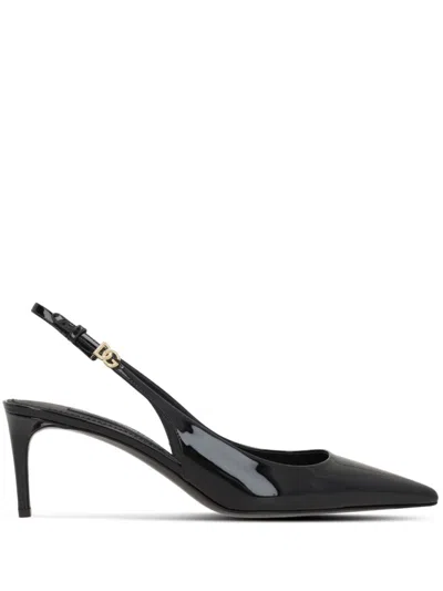 Dolce & Gabbana Patent Leather Slingback Pumps In Black