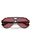 Dolce & Gabbana 60mm Pilot Sunglasses In Red Havana