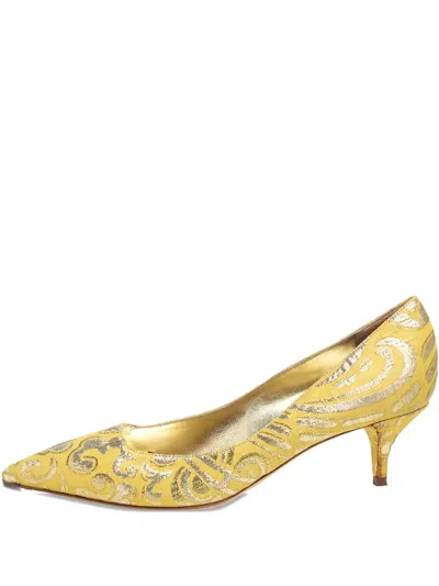 Pre-owned Dolce & Gabbana 60mm Pointed-toe Brocade Pumps