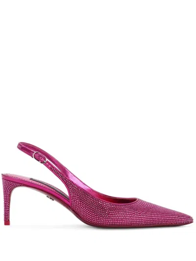 Dolce & Gabbana Lollo 60 Rhinestone Embellished Slingback Pumps In Purple