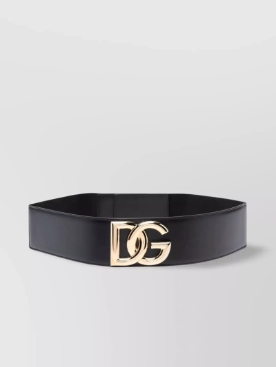 Dolce & Gabbana 60mm Wide Adjustable Belt With Logo Buckle In Black
