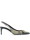 Dolce & Gabbana Embellished Frayed Distressed Denim Slingback Pumps In Blue