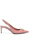 Dolce & Gabbana Pink Slingback Pumps With Logo Plaque On The Front