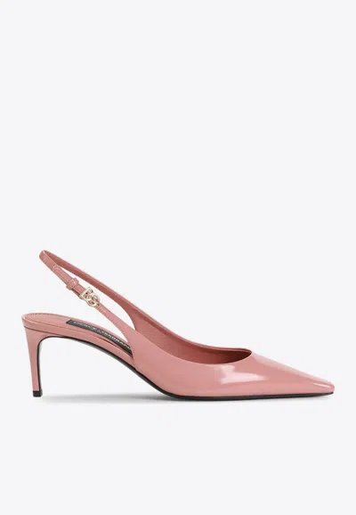 DOLCE & GABBANA 70 PATENT LEATHER SLINGBACK PUMPS