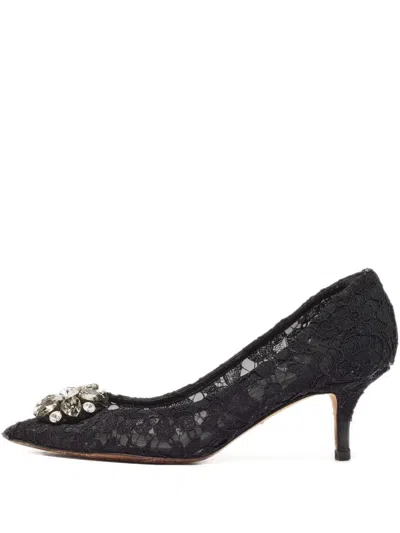 Pre-owned Dolce & Gabbana 70mm Mesh Pumps In Black