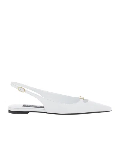DOLCE & GABBANA DOLCE  GABBANA LOGO LETTERING POINTED TOE BALLET FLATS