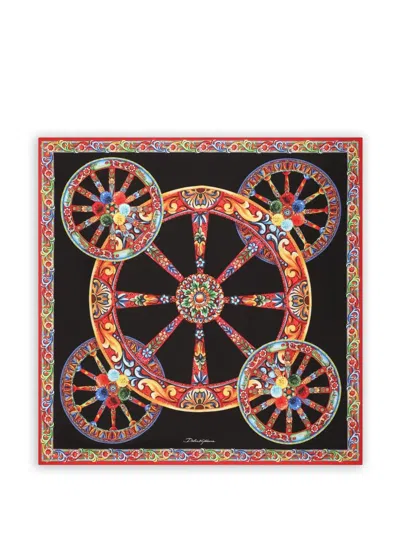 Dolce & Gabbana 70x70 Carretto-print Silk Twill Scarf In Multi