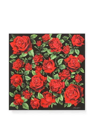 Dolce & Gabbana 70x70 Rose-print Silk Twill Scarf In Multi