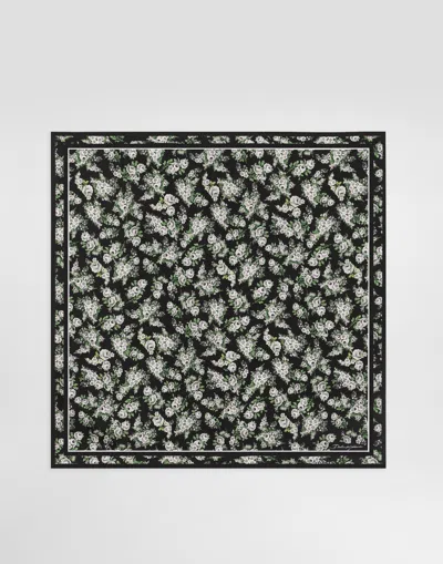 Dolce & Gabbana 70x70 Small Flower Bouquet-print Silk Twill Scarf In Multi