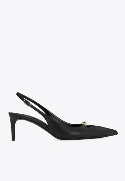 Dolce & Gabbana 75 Dg Leather Heeled Pumps In Black
