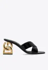 Dolce & Gabbana 75 Patent Leather Dg Heel Mules In Black