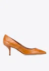 Dolce & Gabbana 75 Texture Leather Striped Pumps In Brown