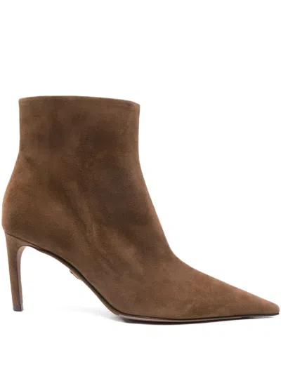 Dolce & Gabbana Women Devotion Pointed-toe Ankle Boots 75mm In Brown