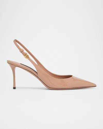 Dolce & Gabbana 75mm Dg Vernice Patent Leather Slingback Pumps In Pink