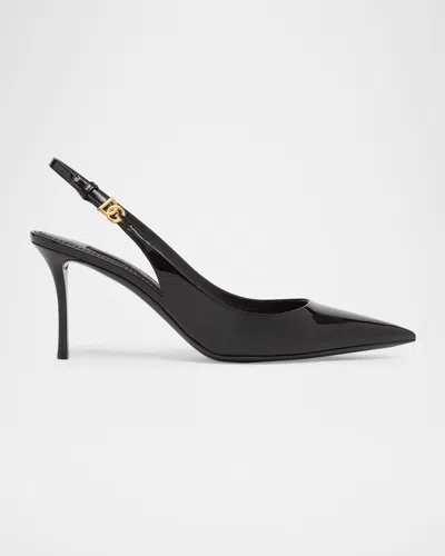Dolce & Gabbana 75mm Dg Vernice Patent Leather Slingback Pumps In Black